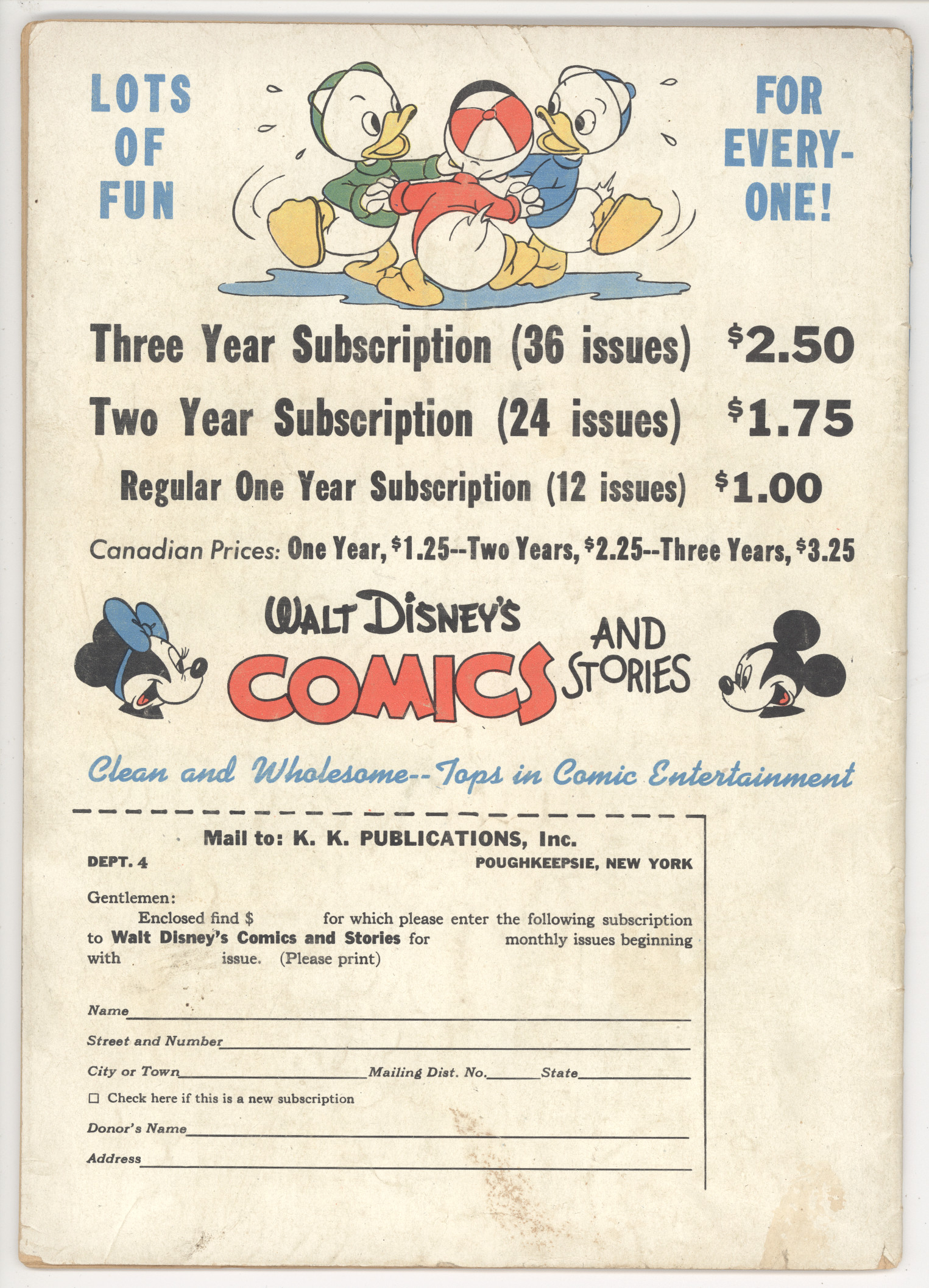 Walt Disney's Comics and Stories #55 back